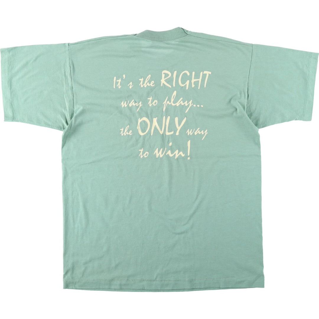 90'S Fruit of the Loom Best Message Print T-Shirt Made in USA Men's XL Vintage cotton Mint green Vintage Second Hand