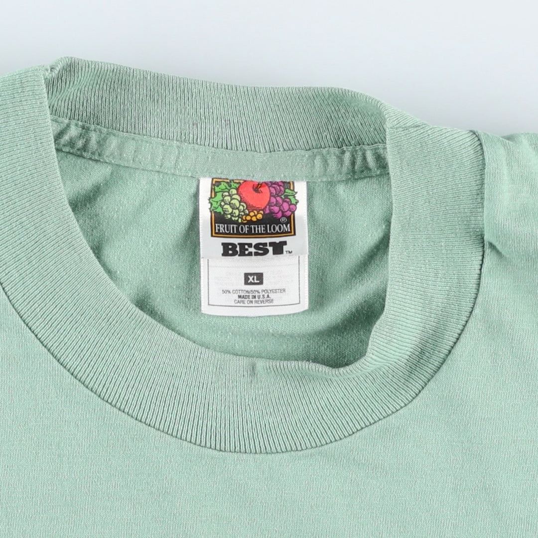 90'S Fruit of the Loom Best Message Print T-Shirt Made in USA Men's XL Vintage cotton Mint green Vintage Second Hand