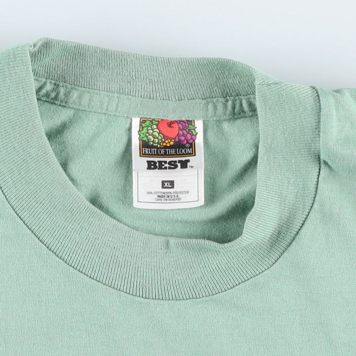 90'S Fruit of the Loom Best Message Print T-Shirt Made in USA Men's XL Vintage cotton Mint green Vintage Second Hand