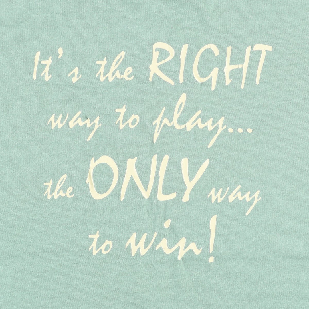 90'S Fruit of the Loom Best Message Print T-Shirt Made in USA Men's XL Vintage cotton Mint green Vintage Second Hand