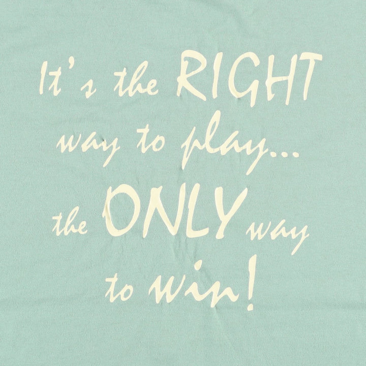 90'S Fruit of the Loom Best Message Print T-Shirt Made in USA Men's XL Vintage cotton Mint green Vintage Second Hand
