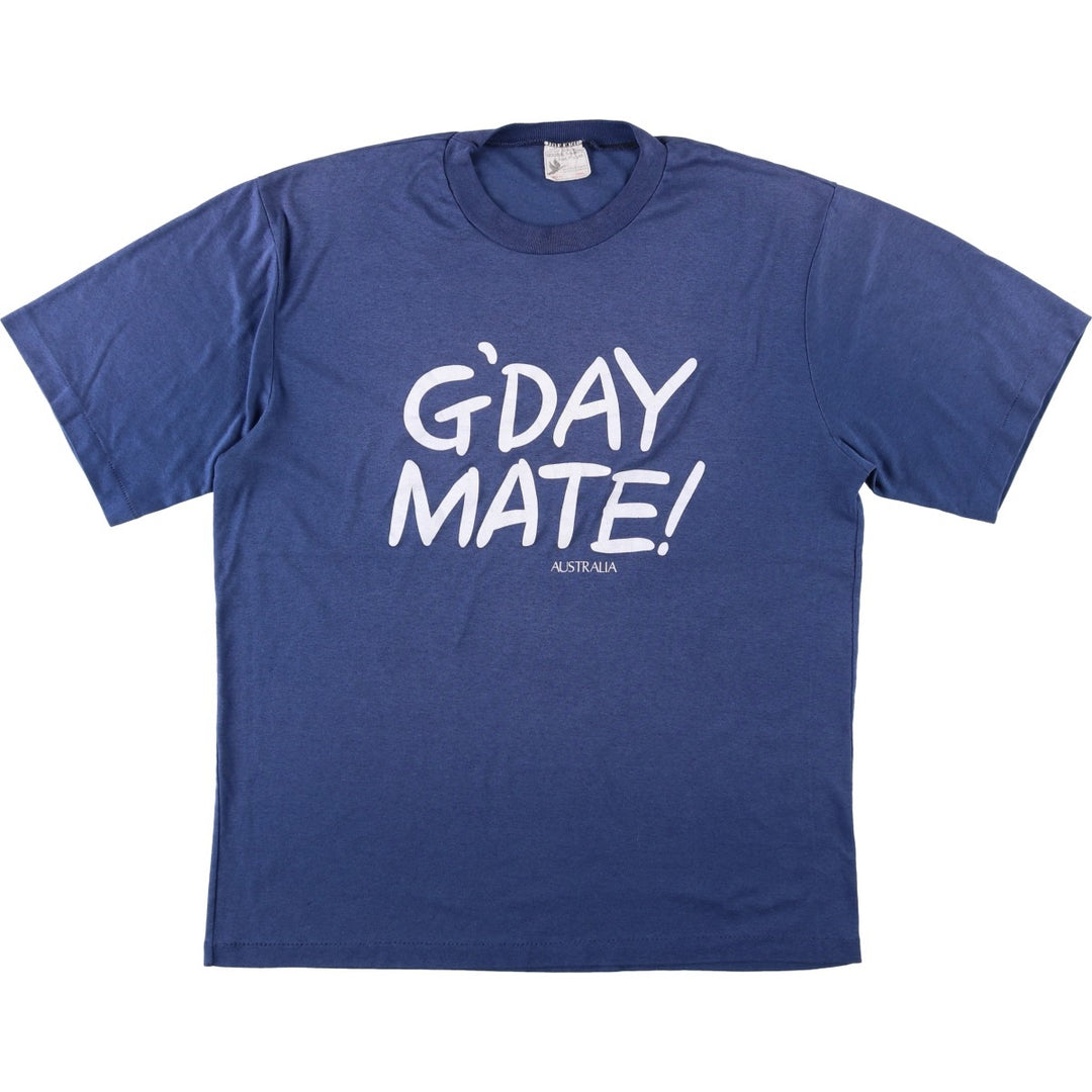90'S GOOSES T-Shirt, Message Print T-Shirt, Men's Size M (Equivalent), Vintage polyester blue type Vintage Second Hand