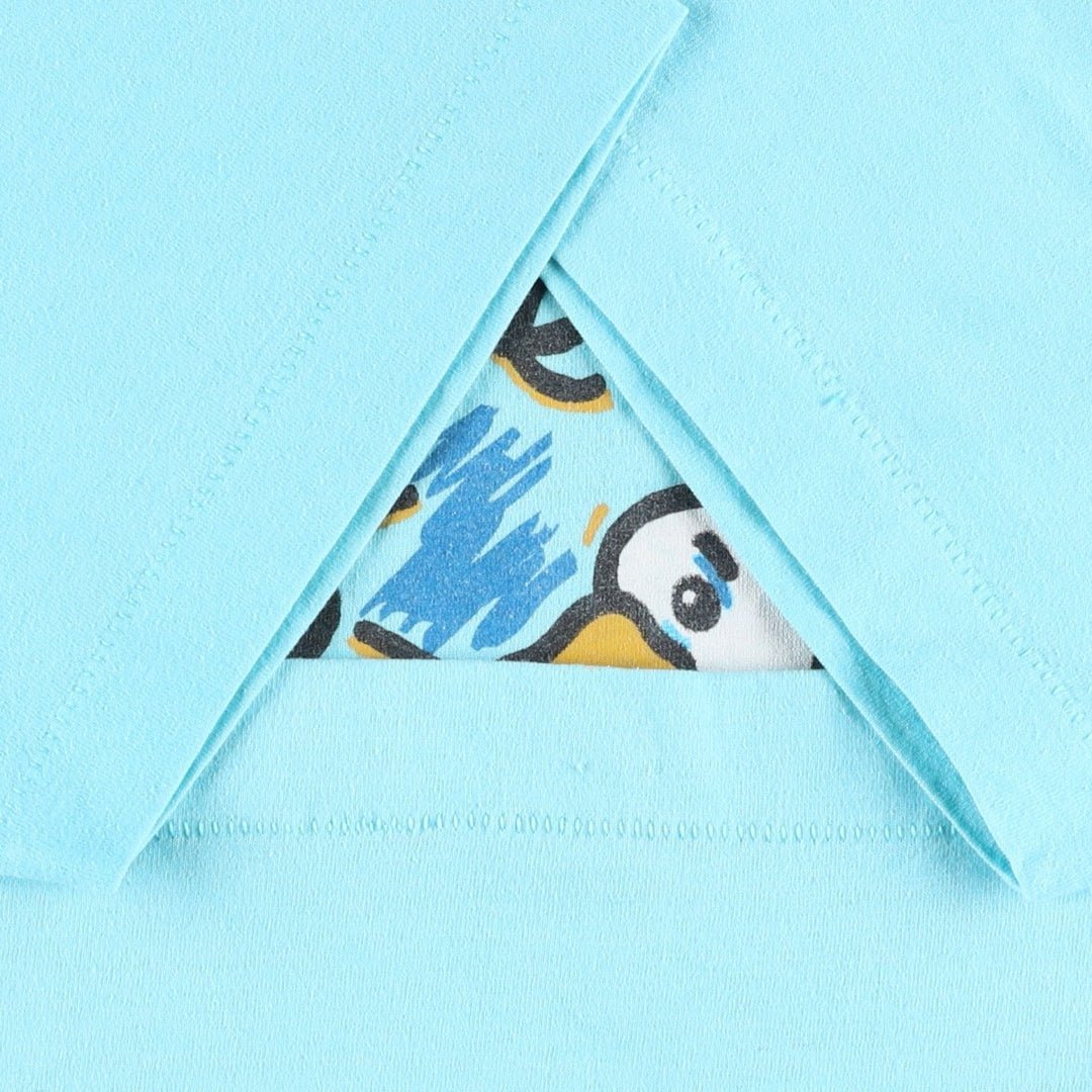90'S Fruit of the Loom Best Duck Pattern Art T-Shirt, Made in USA, Men's XL equivalent, Vintage cotton Blue type light blue Vintage Second Hand