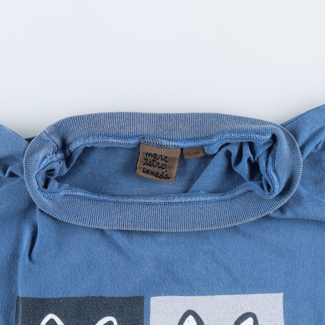 ~90'S Marc Tetro dog print art t-shirt, made in Canada, men's size L equivalent, vintage. cotton blue type Vintage Second Hand