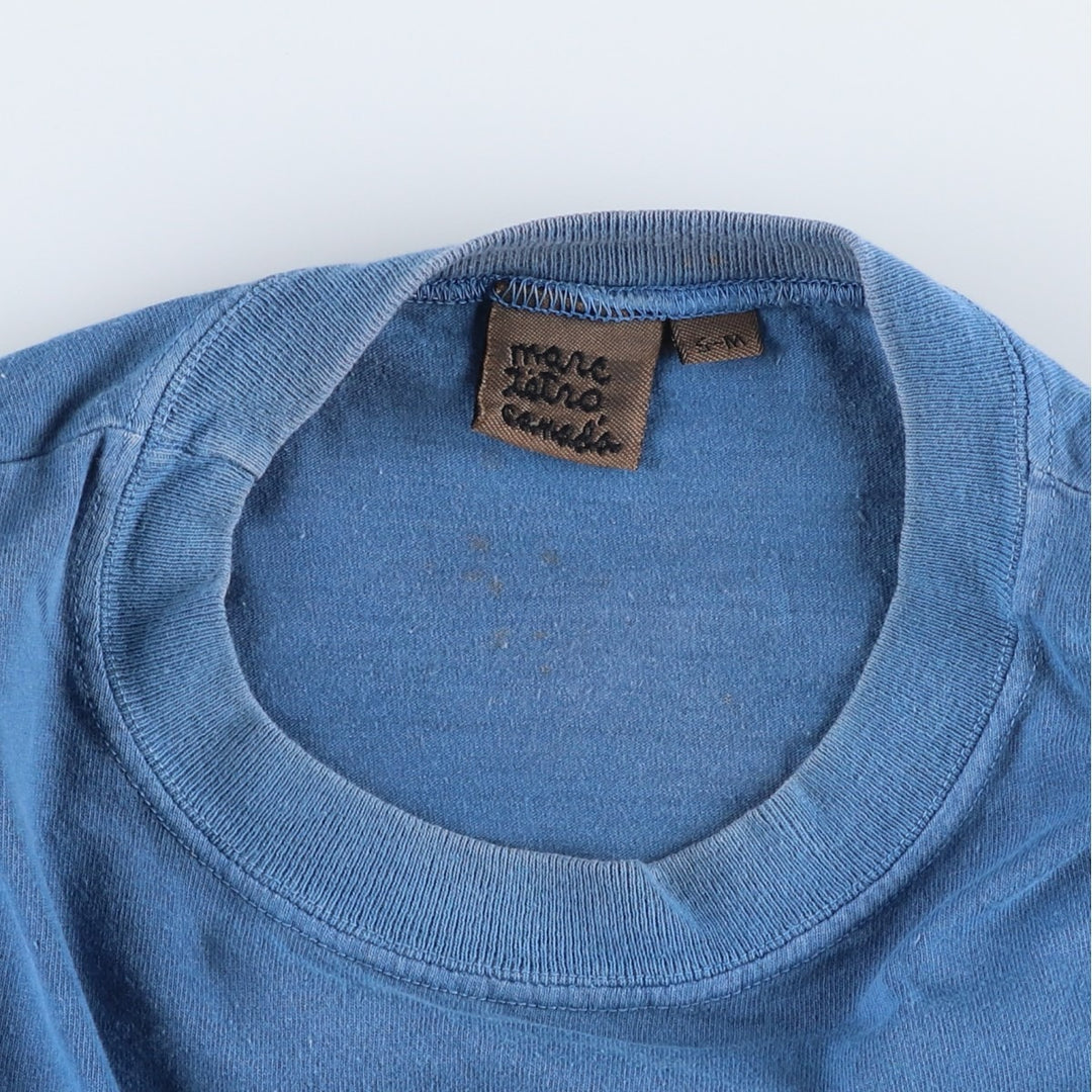 ~90'S Marc Tetro dog print art t-shirt, made in Canada, men's size L equivalent, vintage. cotton blue type Vintage Second Hand
