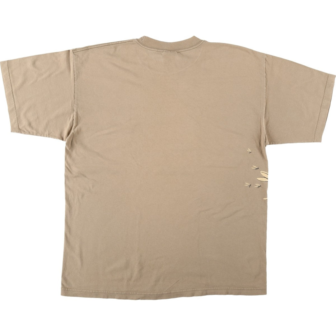 90'S SUTTON'S Printed T-Shirt, Made in USA, Men's XL equivalent, Vintage cotton Beige type Vintage Second Hand