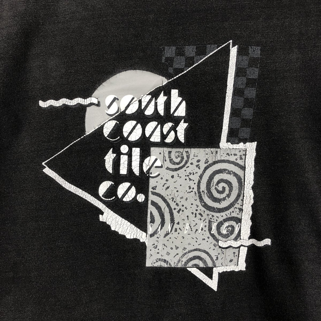 1980'S Hanes SOUTH COAST TILE Co. Advertising T-Shirt, Made in USA, Men's Size L (approx.), Vintage cotton black type Vintage Second Hand