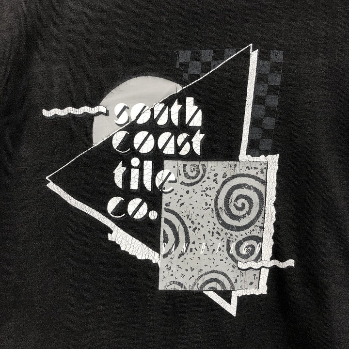 1980'S Hanes SOUTH COAST TILE Co. Advertising T-Shirt, Made in USA, Men's Size L (approx.), Vintage cotton black type Vintage Second Hand