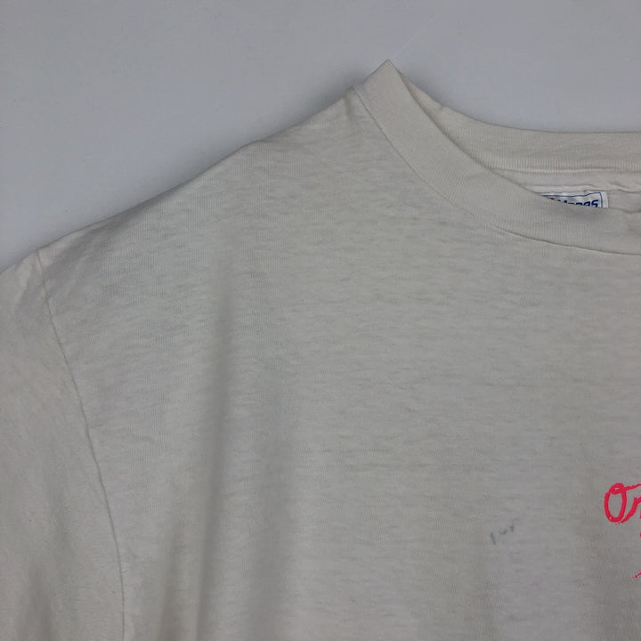 80'S Hanes Ontario Firefighters Skull Pattern Advertising T-Shirt, Made in USA, Men's XL equivalent, Vintage cotton white type Vintage Second Hand