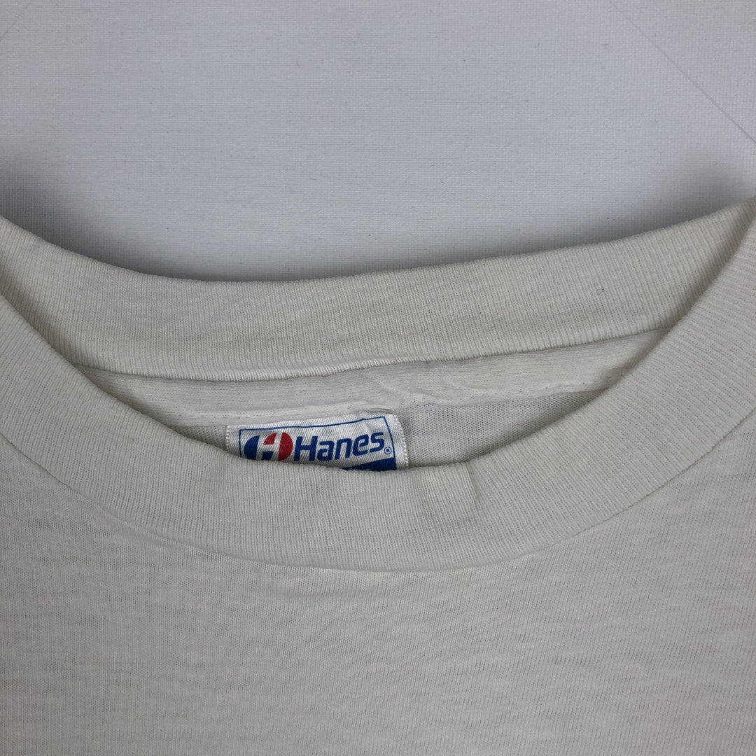 80'S Hanes Ontario Firefighters Skull Pattern Advertising T-Shirt, Made in USA, Men's XL equivalent, Vintage cotton white type Vintage Second Hand