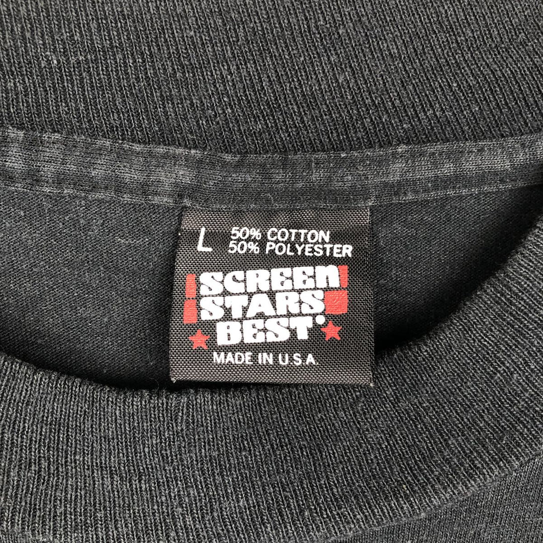 90'S Screen Stars MusicProse Advertising T-Shirt, Made in USA, Men's Size L (Equivalent), Vintage cotton black type Vintage Second Hand