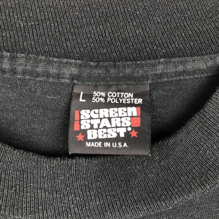 90'S Screen Stars MusicProse Advertising T-Shirt, Made in USA, Men's Size L (Equivalent), Vintage cotton black type Vintage Second Hand