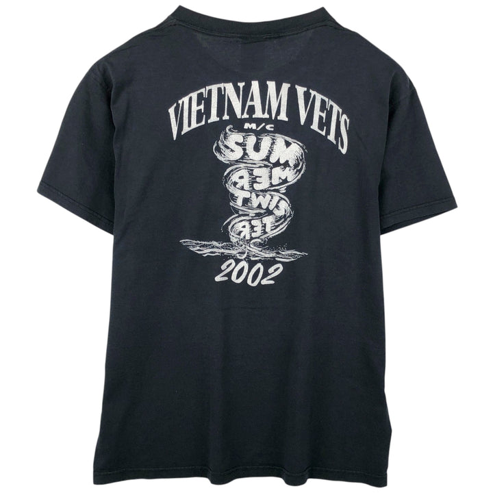 2000'S Fruit of the Loom 18th Annual Summer Twister Skull Pattern Motorcycle T-Shirt (Men's Size L) cotton black type Vintage Second Hand