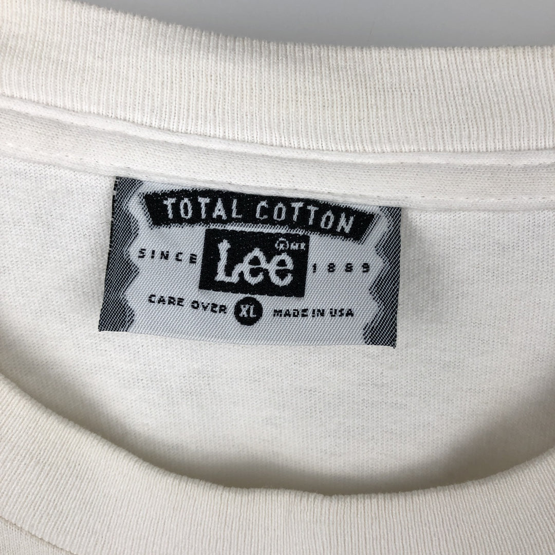 90'S Lee Cat Pattern Animal T-Shirt, Made in USA, Men's XL equivalent, Vintage cotton white type Vintage Second Hand