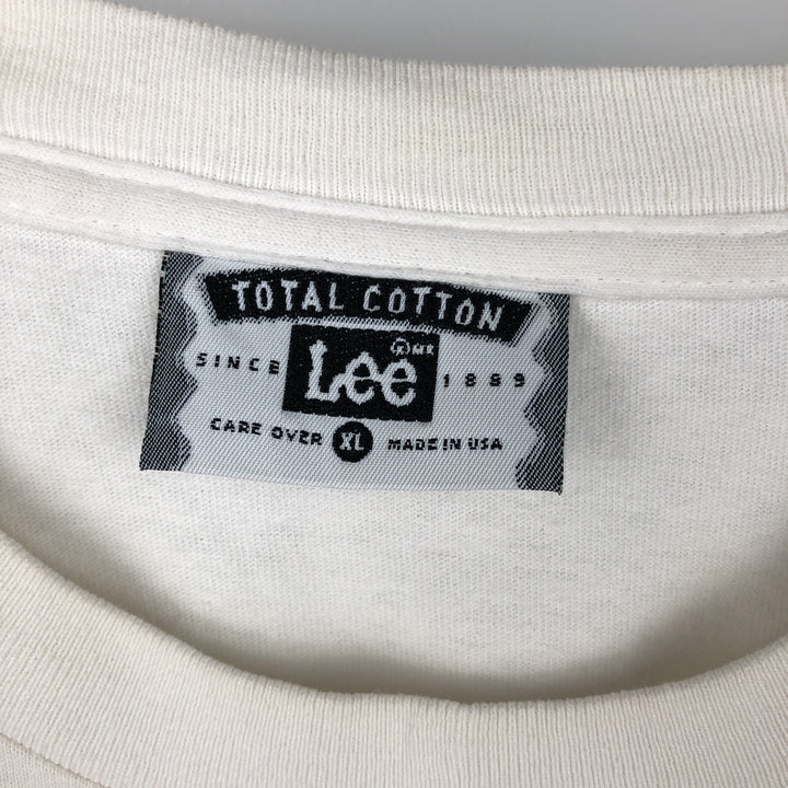 90'S Lee Cat Pattern Animal T-Shirt, Made in USA, Men's XL equivalent, Vintage cotton white type Vintage Second Hand