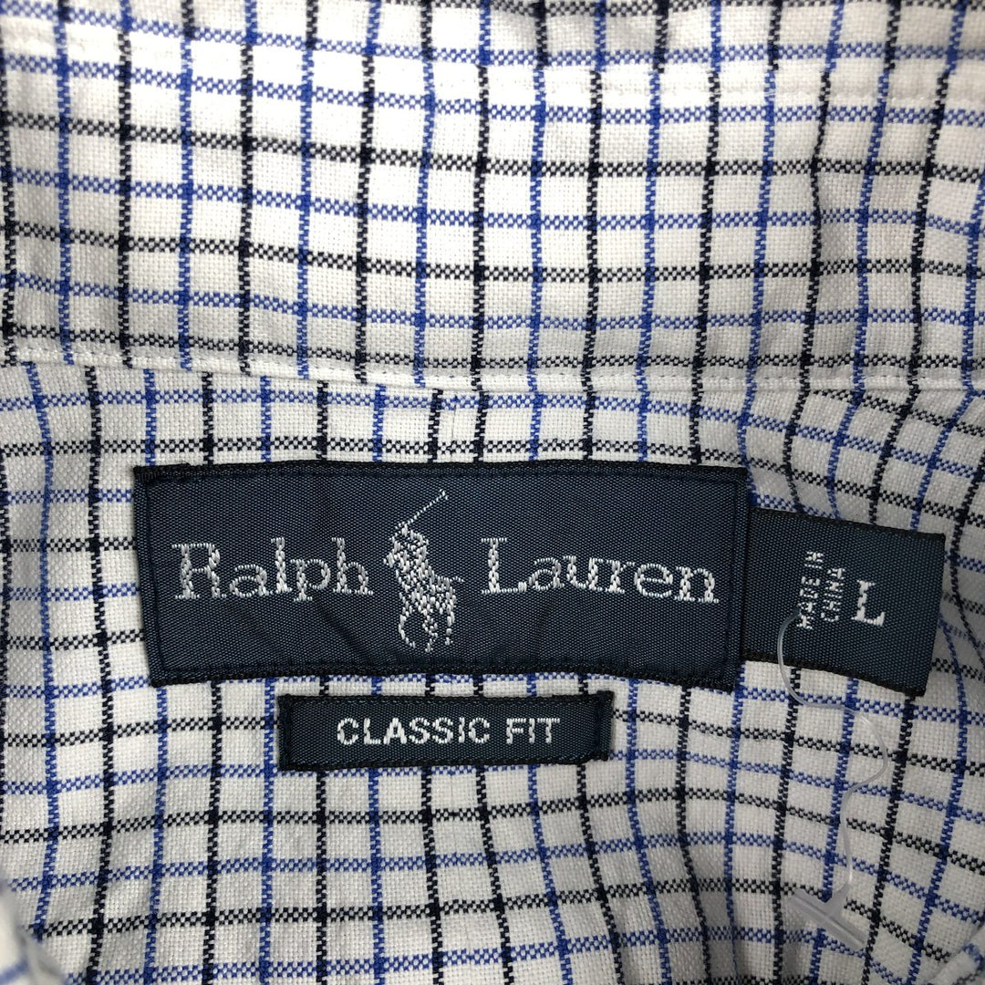 Ralph Lauren Classic Fit Long Sleeve Button Down Check Shirt, Men's Size L cotton white type Vintage Second Hand