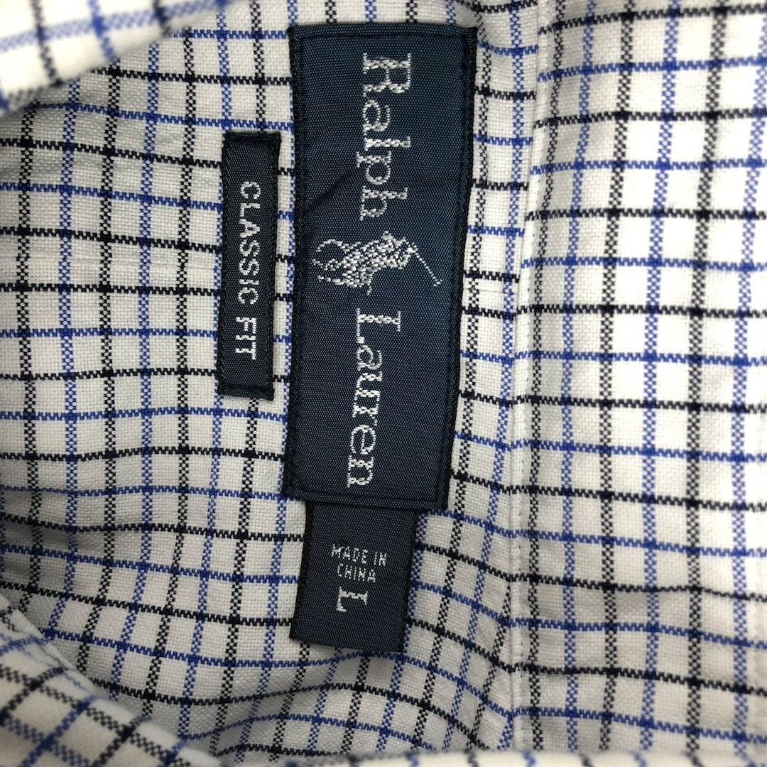 Ralph Lauren Classic Fit Long Sleeve Button Down Check Shirt, Men's Size L cotton white type Vintage Second Hand