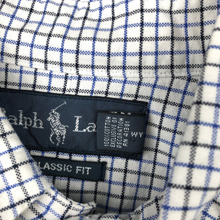 Ralph Lauren Classic Fit Long Sleeve Button Down Check Shirt, Men's Size L cotton white type Vintage Second Hand