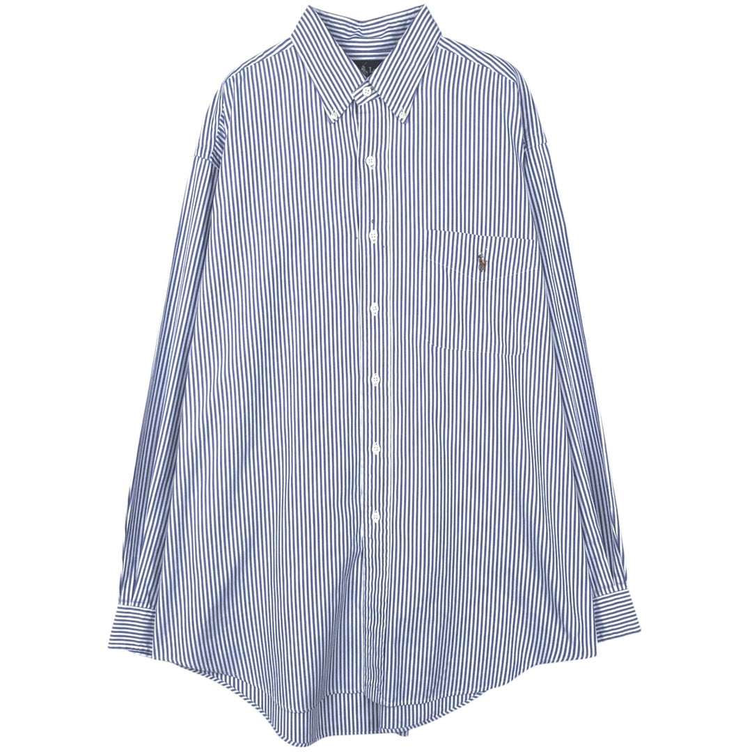 Ralph Lauren TILDEN Long-Sleeve Button-Down Striped Shirt, Men's Size L (approx.) cotton blue type Vintage Second Hand