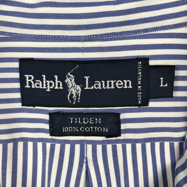 Ralph Lauren TILDEN Long-Sleeve Button-Down Striped Shirt, Men's Size L (approx.) cotton blue type Vintage Second Hand