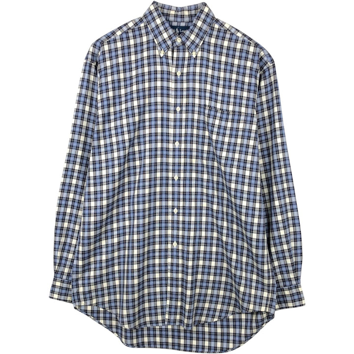 Ralph Lauren BLAKE long sleeve button down check shirt, men's size M cotton navy blue type Vintage Second Hand