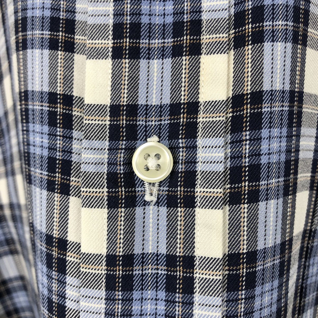 Ralph Lauren BLAKE long sleeve button down check shirt, men's size M cotton navy blue type Vintage Second Hand