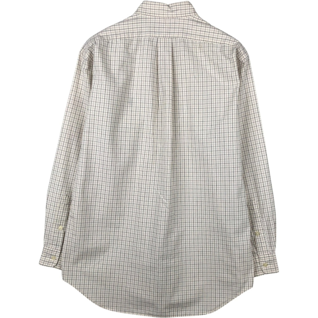Ralph Lauren BLAKE long sleeve button down check shirt, men's size M cotton ivory Vintage Second Hand