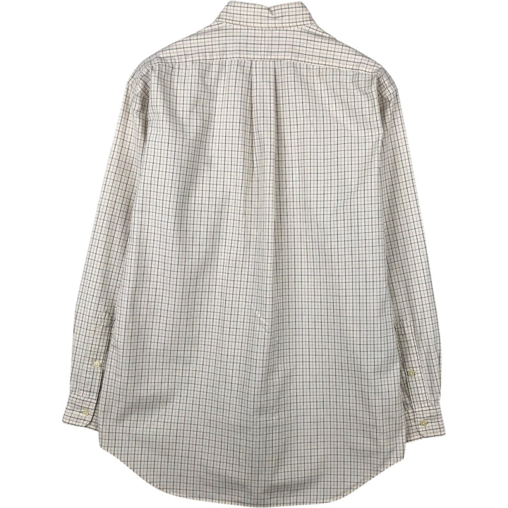 Ralph Lauren BLAKE long sleeve button down check shirt, men's size M cotton ivory Vintage Second Hand
