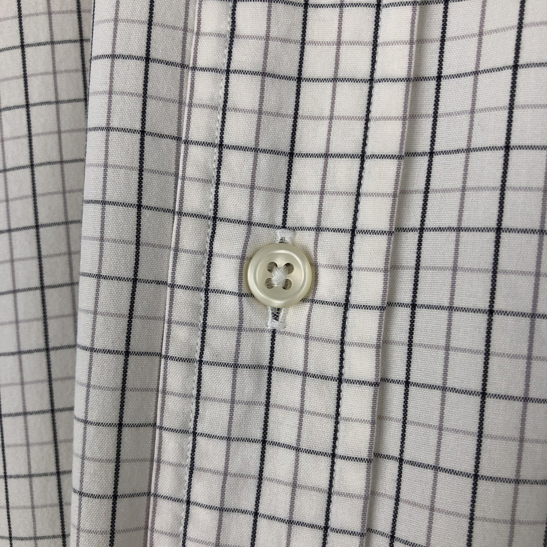 Ralph Lauren BLAKE long sleeve button down check shirt, men's size M cotton ivory Vintage Second Hand