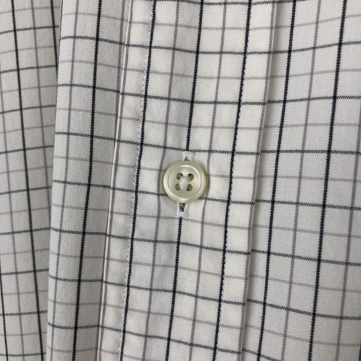 Ralph Lauren BLAKE long sleeve button down check shirt, men's size M cotton ivory Vintage Second Hand