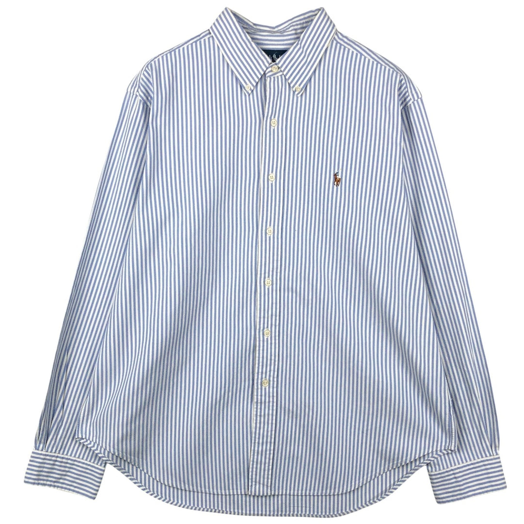 Ralph Lauren Classic Fit Long Sleeve Button Down Striped Shirt Men's XL cotton navy blue type Vintage Second Hand