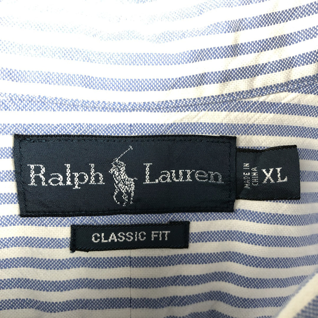 Ralph Lauren Classic Fit Long Sleeve Button Down Striped Shirt Men's XL cotton navy blue type Vintage Second Hand