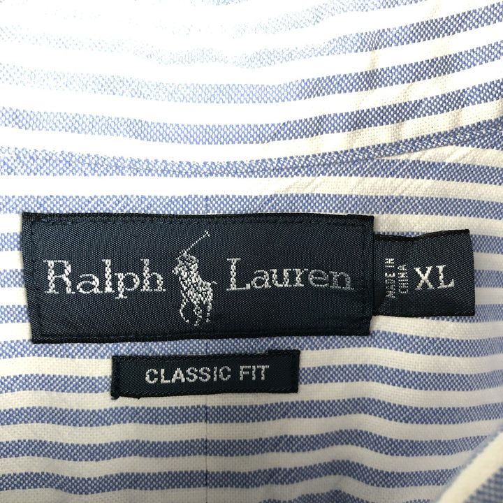 Ralph Lauren Classic Fit Long Sleeve Button Down Striped Shirt Men's XL cotton navy blue type Vintage Second Hand