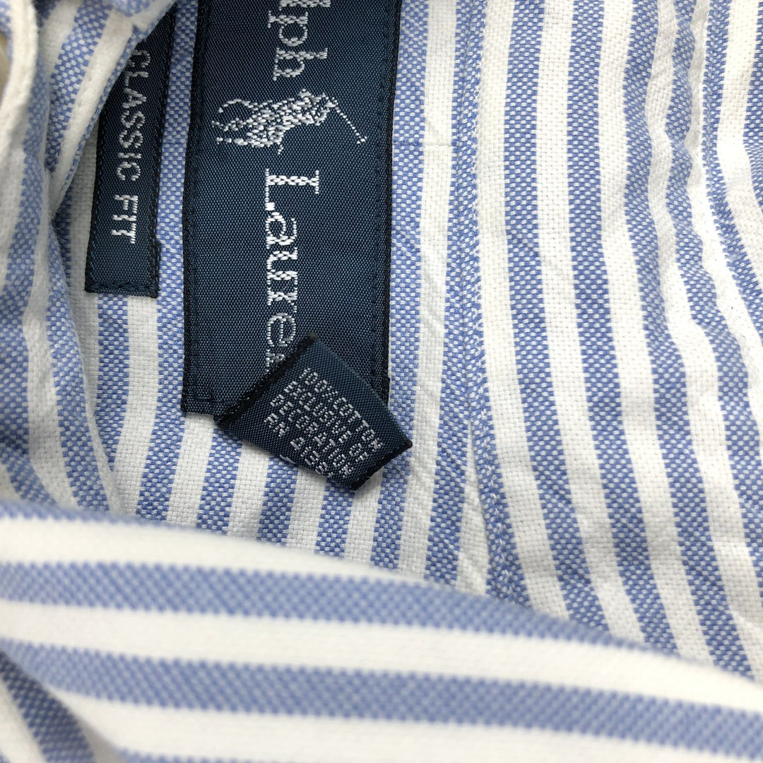 Ralph Lauren Classic Fit Long Sleeve Button Down Striped Shirt Men's XL cotton navy blue type Vintage Second Hand