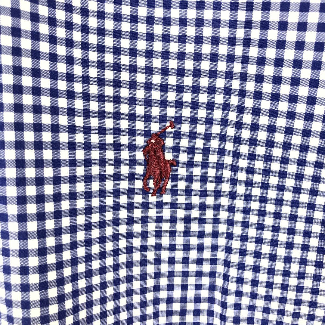 Ralph Lauren Classic Fit Gingham Check Long Sleeve Button-Down Shirt, Men's XXL cotton blue type Vintage Second Hand