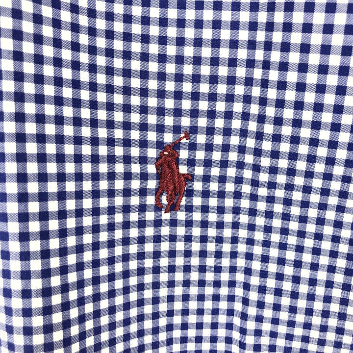 Ralph Lauren Classic Fit Gingham Check Long Sleeve Button-Down Shirt, Men's XXL cotton blue type Vintage Second Hand