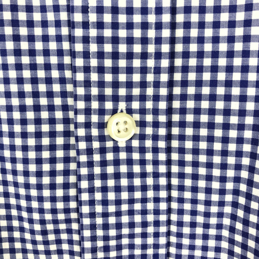 Ralph Lauren Classic Fit Gingham Check Long Sleeve Button-Down Shirt, Men's XXL cotton blue type Vintage Second Hand