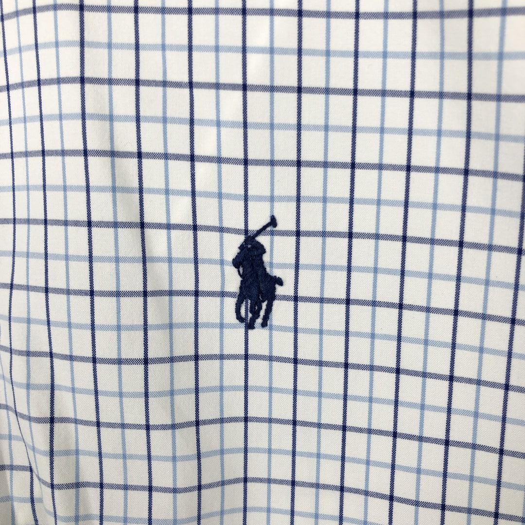 Ralph Lauren BLAKE long sleeve button down check shirt, men's size L cotton white type Vintage Second Hand