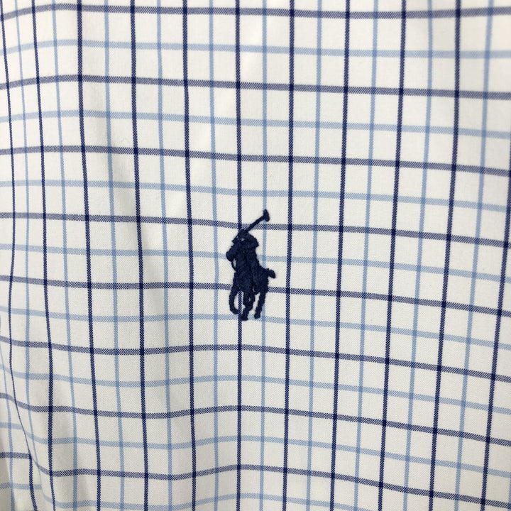 Ralph Lauren BLAKE long sleeve button down check shirt, men's size L cotton white type Vintage Second Hand