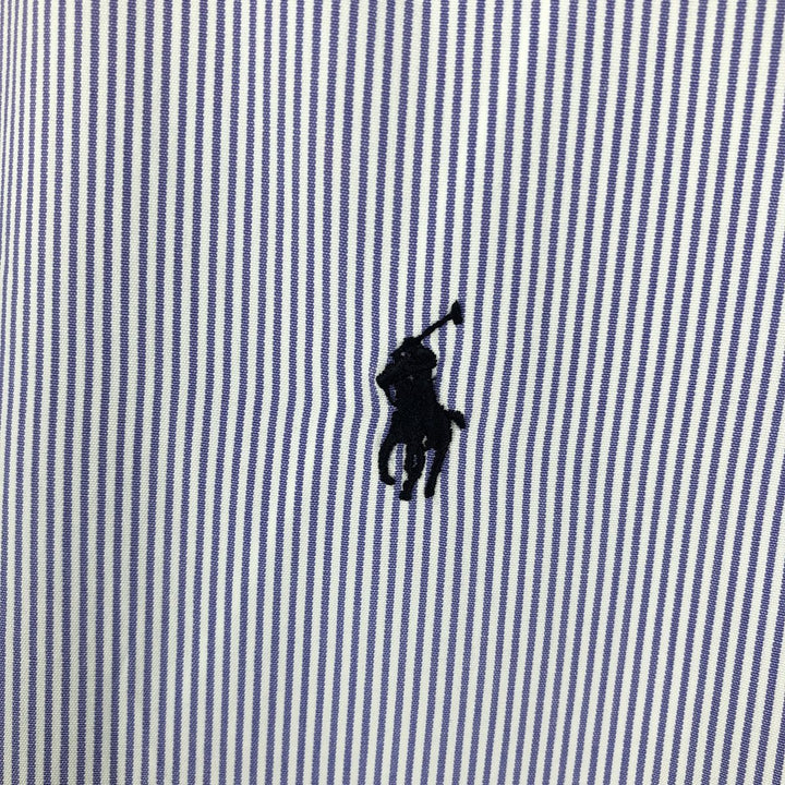 Ralph Lauren BLAKE long sleeve button down striped shirt, men's size M cotton navy blue type Vintage Second Hand