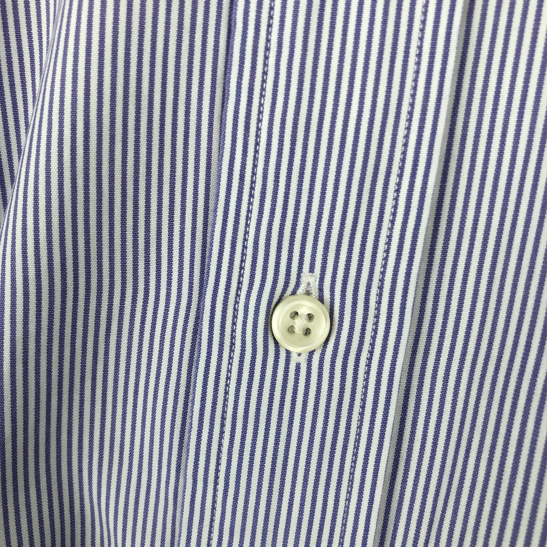 Ralph Lauren BLAKE long sleeve button down striped shirt, men's size M cotton navy blue type Vintage Second Hand