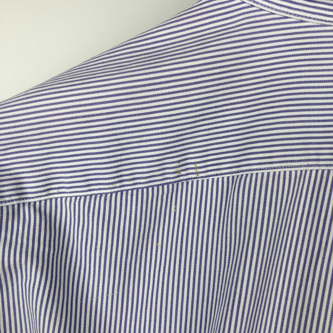 Ralph Lauren BLAKE long sleeve button down striped shirt, men's size M cotton navy blue type Vintage Second Hand