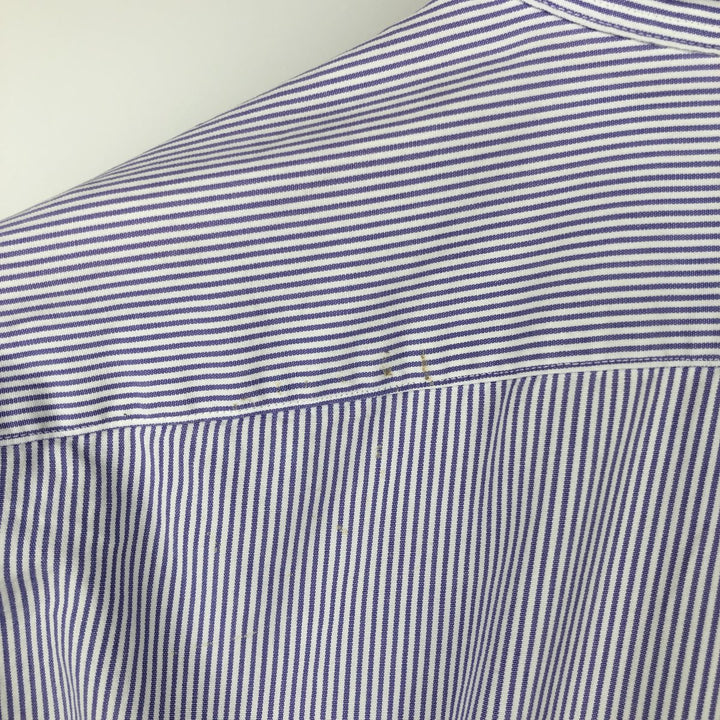 Ralph Lauren BLAKE long sleeve button down striped shirt, men's size M cotton navy blue type Vintage Second Hand