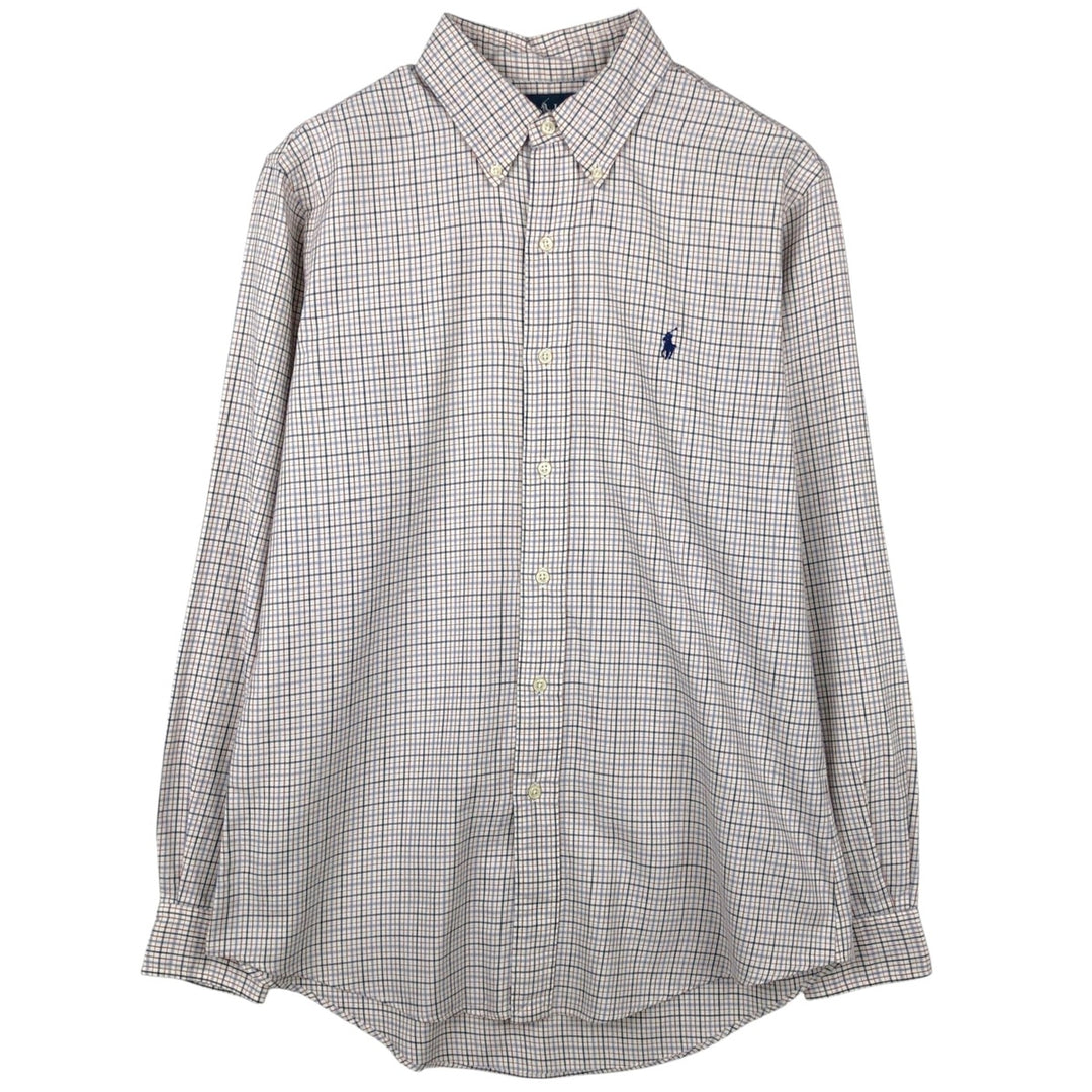 Ralph Lauren CUSTOM FIT long sleeve button down check shirt men's size M cotton white type Vintage Second Hand