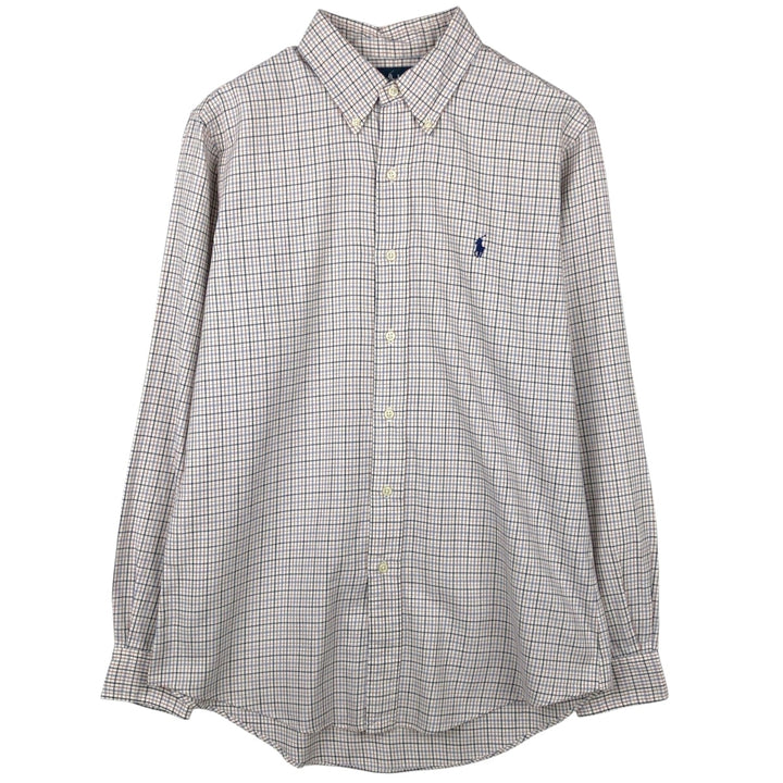 Ralph Lauren CUSTOM FIT long sleeve button down check shirt men's size M cotton white type Vintage Second Hand