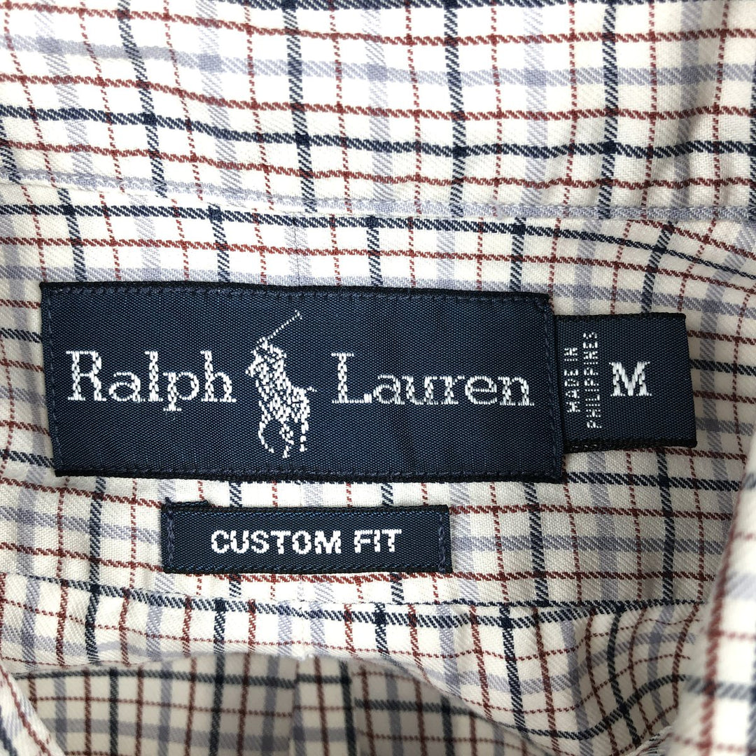 Ralph Lauren CUSTOM FIT long sleeve button down check shirt men's size M cotton white type Vintage Second Hand