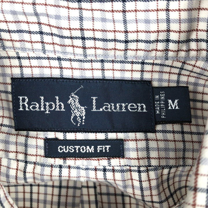 Ralph Lauren CUSTOM FIT long sleeve button down check shirt men's size M cotton white type Vintage Second Hand