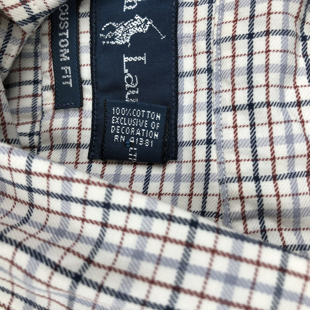Ralph Lauren CUSTOM FIT long sleeve button down check shirt men's size M cotton white type Vintage Second Hand
