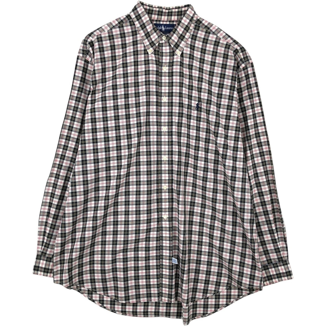 Ralph Lauren long sleeve button down check shirt, men's XL size cotton white type Vintage Second Hand