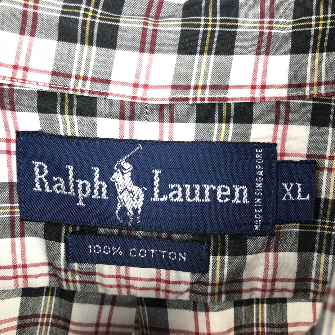 Ralph Lauren long sleeve button down check shirt, men's XL size cotton white type Vintage Second Hand
